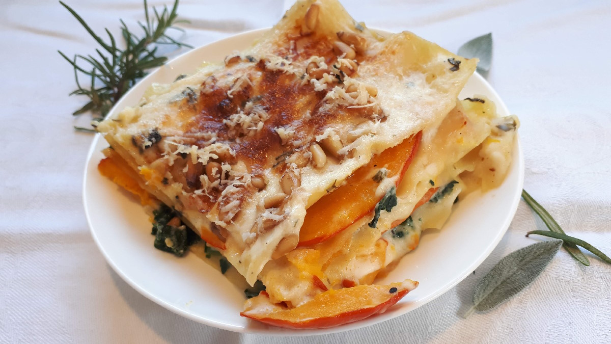 Lasagne mit Spinat und Kürbis